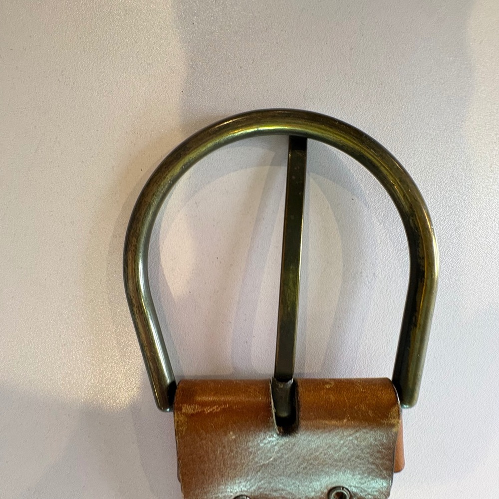 ♾️Vintage Brown Leather Wide Waist Belt Western Boho Brass Medallion Studded♾️ - Picture 9 of 10